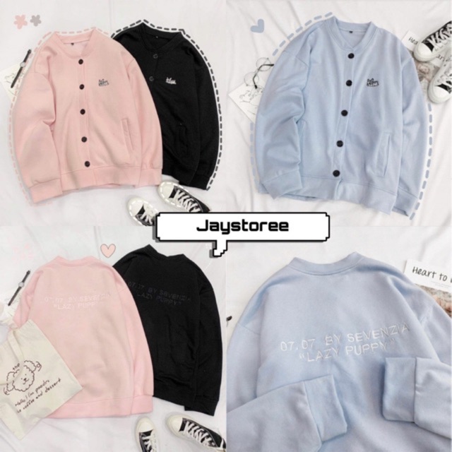 Áo Khoác Nỉ Bông Cardigan PUPPY Unisex Hồng/Đen/Blue [ FREESHIP ] form nam nữ unisex ❤️ Jaystoree ❤️ | BigBuy360 - bigbuy360.vn