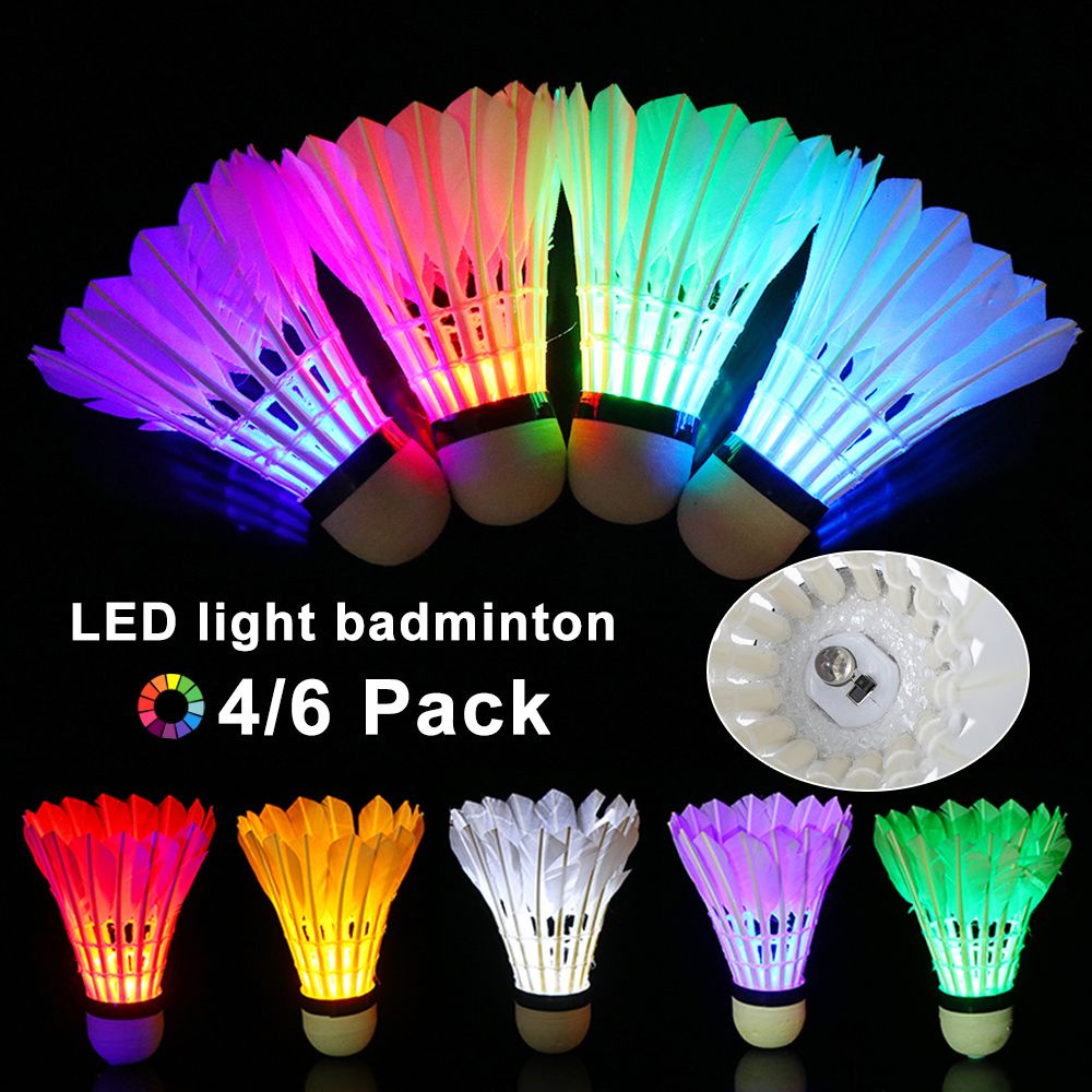 Set 4/ 6 cầu lông có đèn LED nhiều màu sắc phát sáng trong tối