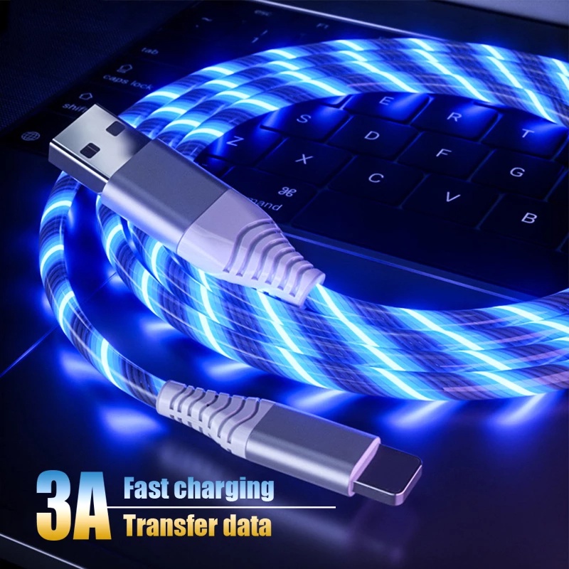 Cáp Sạc Nhanh Nhiều Màu Sắc Có Đèn flash Dùng Trên Xe Hơi
