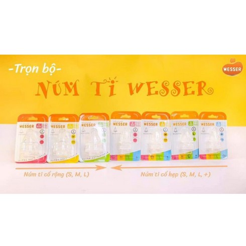 Núm ti bình sữa Wesser Cổ rộng/ cổ hẹp