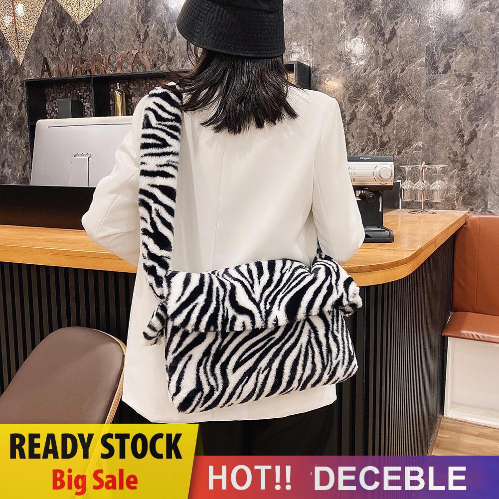 Túi xách lông in hoạ tiết màu da thú phong cách cổ điển cho nữ