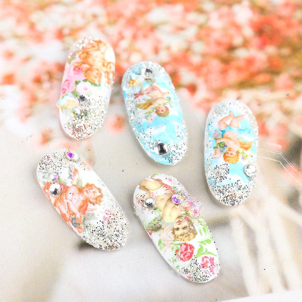 QQMALL Miếng Dán Trang Trí Móng Tay DIY Hình Thiên Thần Xinh Xắn