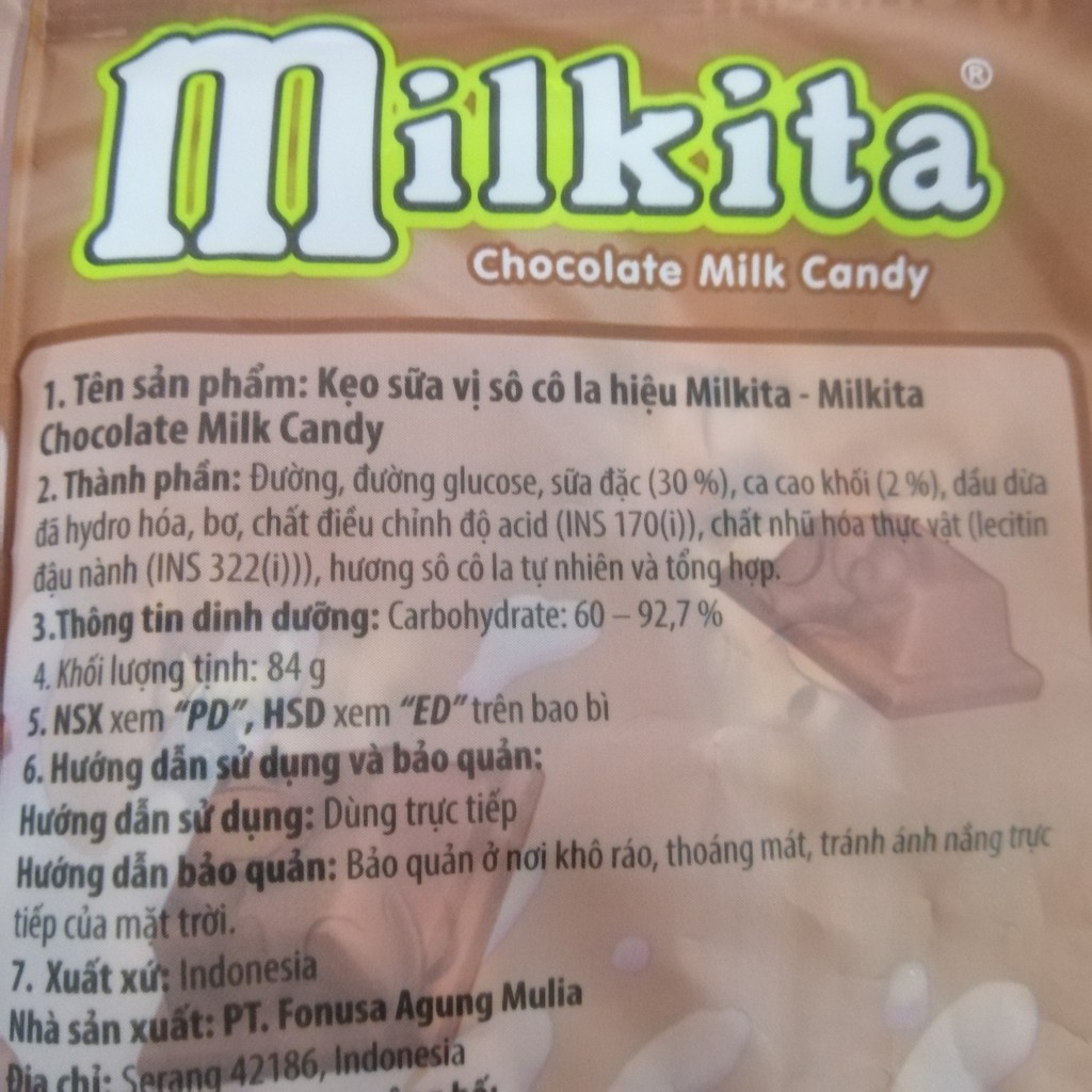 Kẹo Sữa Milkita Vị Sôcôla Milkita Chocolate Milk Candy (Gói 84g)