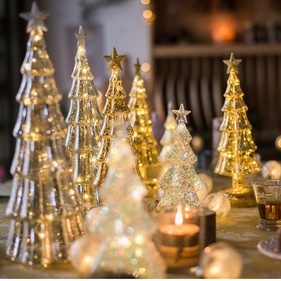 Cây thông thủy tinh đèn phát sáng lấp lánh khảm cát trắng hổ phách - Cây thông đèn ngủ nhập khẩu