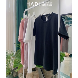 Áo thun trơn cổ tròn vải cotton suông rộng - Hadi