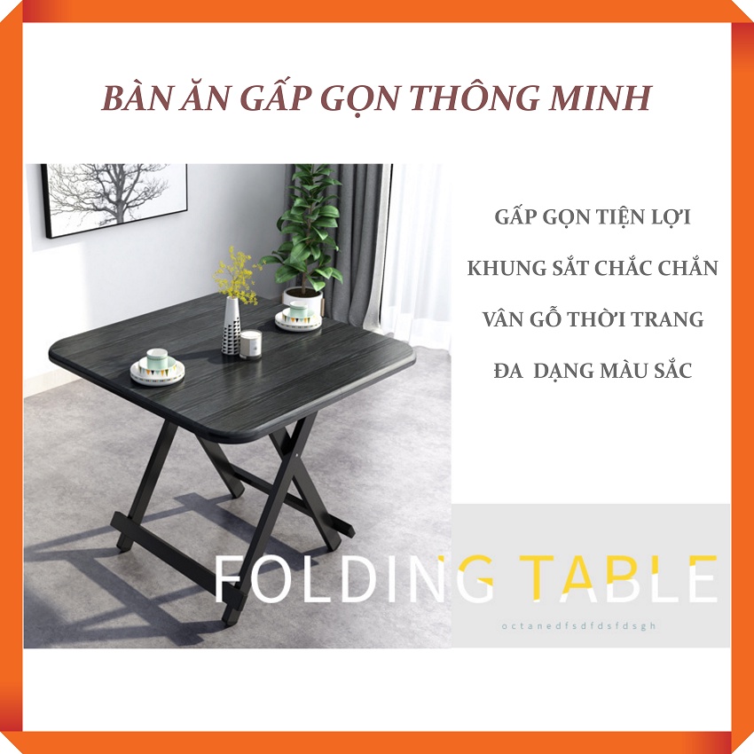 Bàn Ăn Gấp Gọn,Bàn Cafe 2 Mảnh Khung Sắt Chắc Chắn,Gấp Gọn Tiện Lợi,Mặt Bàn Hình Vuông KT 80*80*74cm