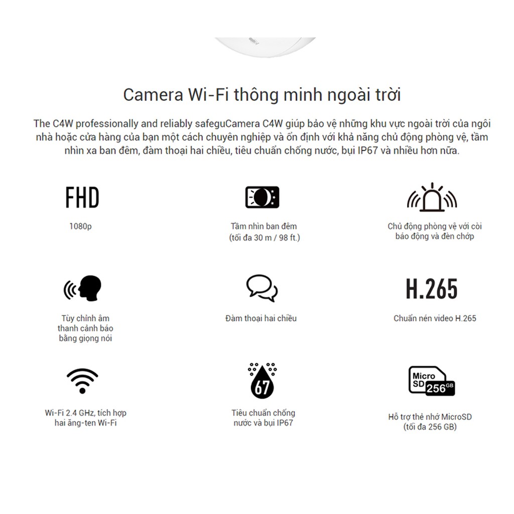 Camera Wifi Ngoài Trời C4W 1080P (CS-CV288) - Chủ Động Phòng Vệ - Chính Hãng - BH 24 Tháng