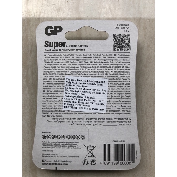 Pin tiểu AA chính hãng gp nhập khẩu GP