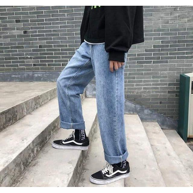 ( Jean Dày)Quần Baggy Jean unisex ống rộng phong cách bụi Cá tính.