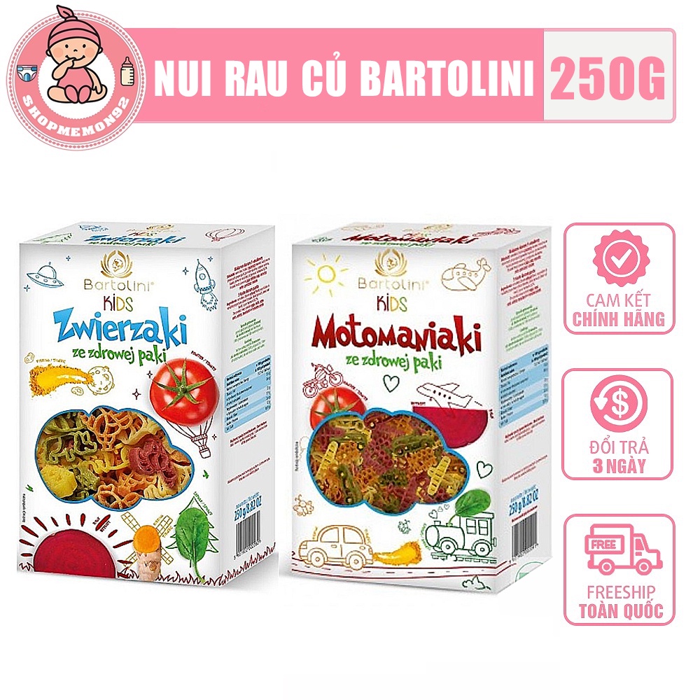 Nui rau củ Bartolini cho bé 250g hình xe và hình động vật cung cấp thêm dưỡng chất cho trẻ date 7-2026