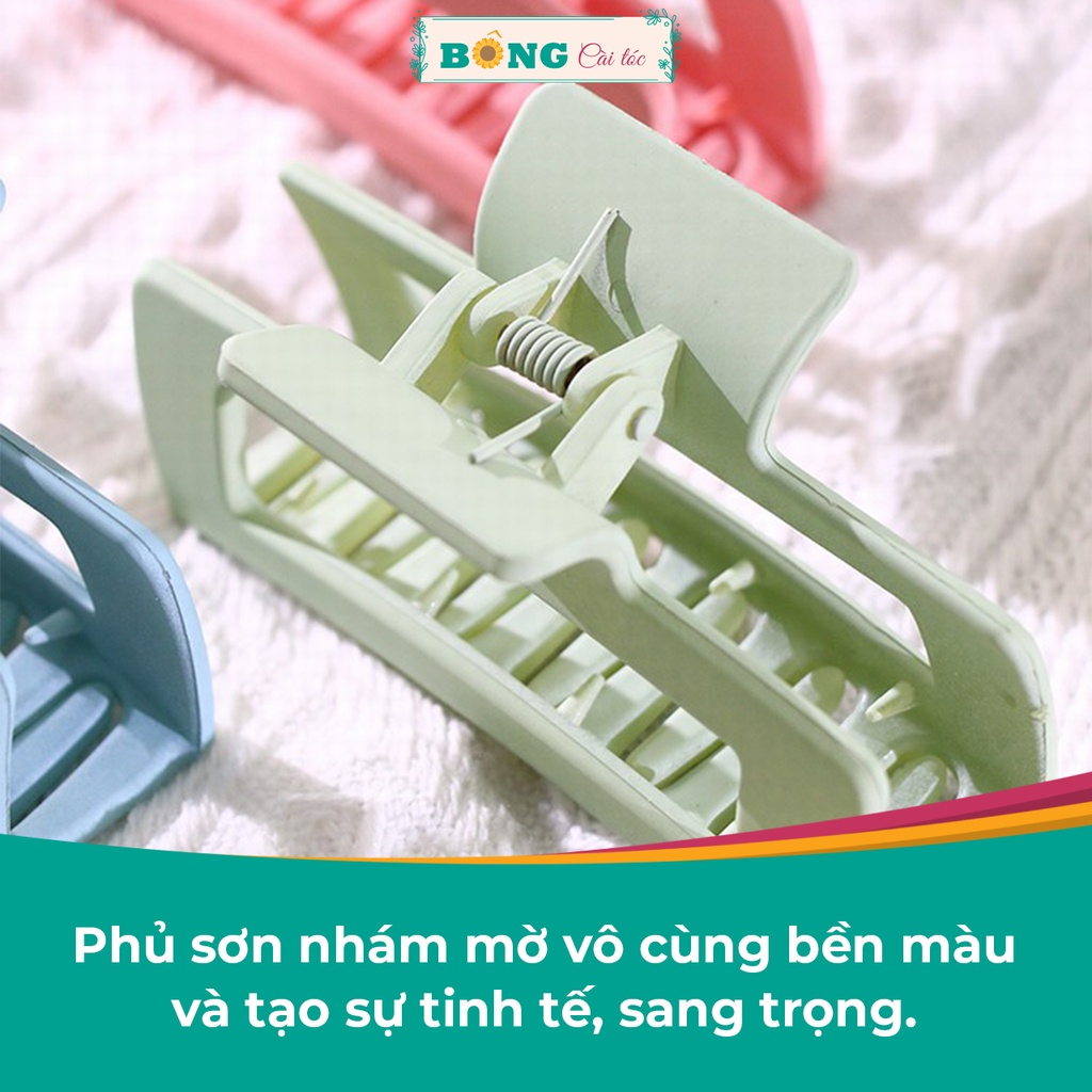 Kẹp càng cua phong cách Hàn Quốc chất liệu nhựa hình chữ nhật kích thước lớn nhiều màu sắc KN30 - kẹp tóc BÔNG Cài Tóc