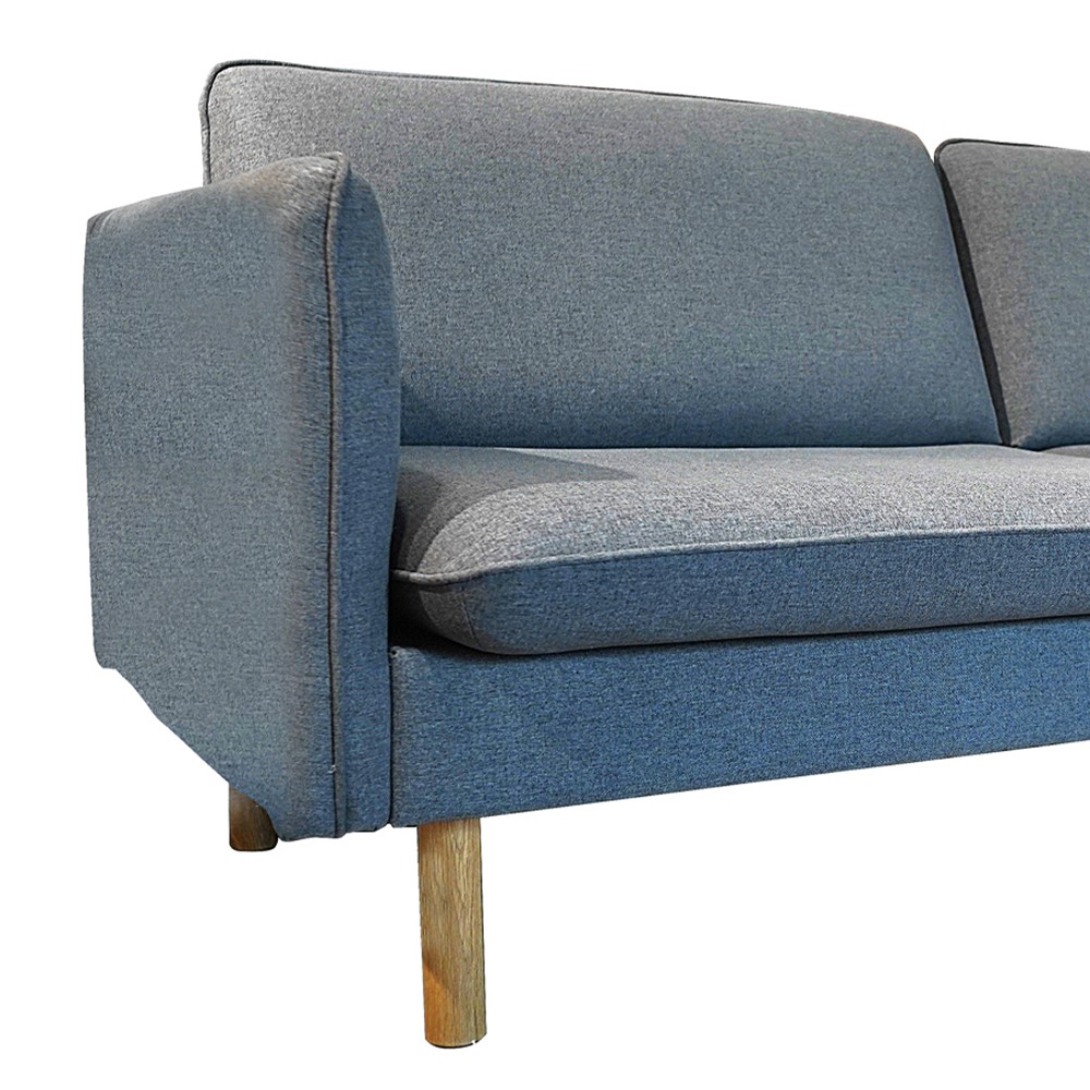 Sofa 3S JYSK Nid-002 vải polyester ghi đậm/chân gỗ sồi