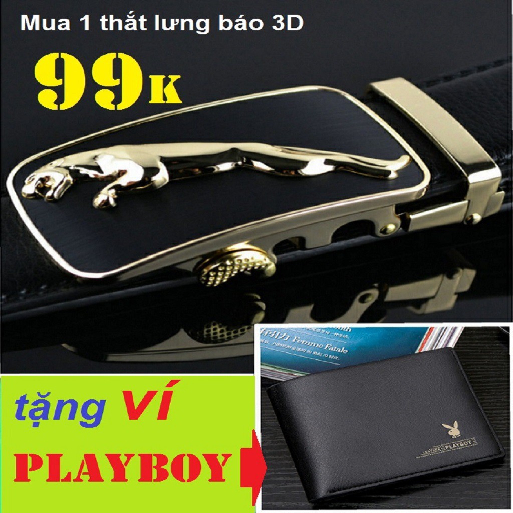 Thắt Lưng Nam Đẹp SiêU Cấp TLNF1 ( khóa vàng+ bạc)+ Ví Nam Da Bò PLAYBOY - Dây Nịt Nam Da Bò Chính Hãng- tặng ví playboy