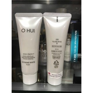 Sữa rửa mặt dưỡng trắng. Ohui Extreme White Foam Snow vitamin 40ml ( hàng mini tách sét không vỏ hộp -y như hình )