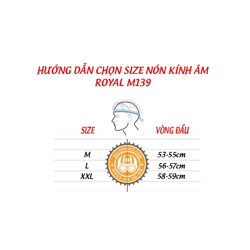 Nón bảo hiểm 3/4 kính âm Royal M139 Đen Nhám