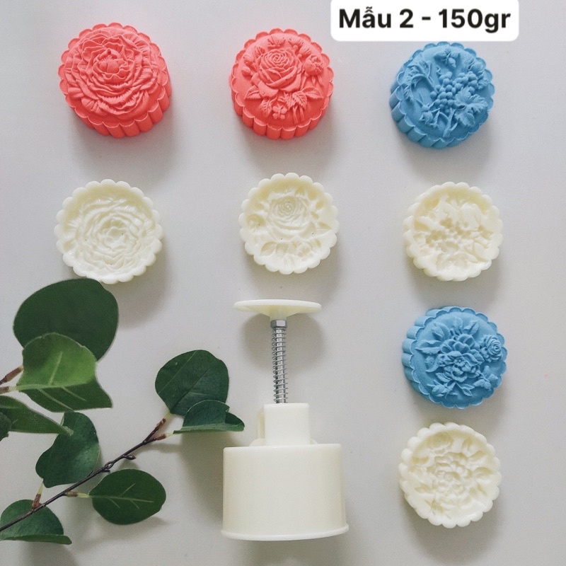 Khuôn trung thu lò xo 4 mặt hoa 150g (M238)