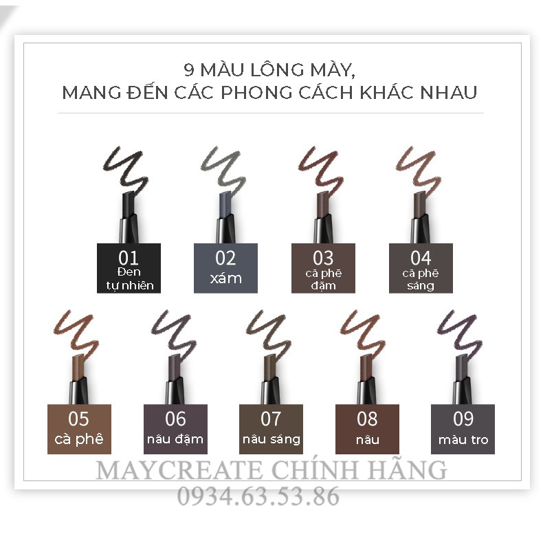 Chì Kẻ Lông Mày Không Trôi Maycreate Hàng Nội Địa Trung ( Có đầu chải ) | BigBuy360 - bigbuy360.vn