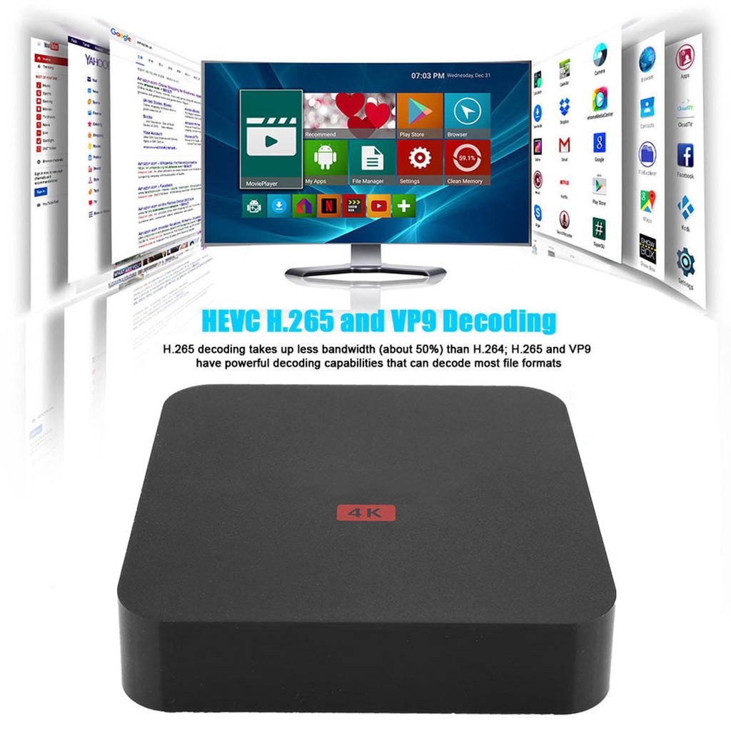 Đối với MXQ PRO 4K RK3229 1 + 8G WiFi BT STB Smart TV Box HD Smart Media cho Android 7.1 (EU Plug)