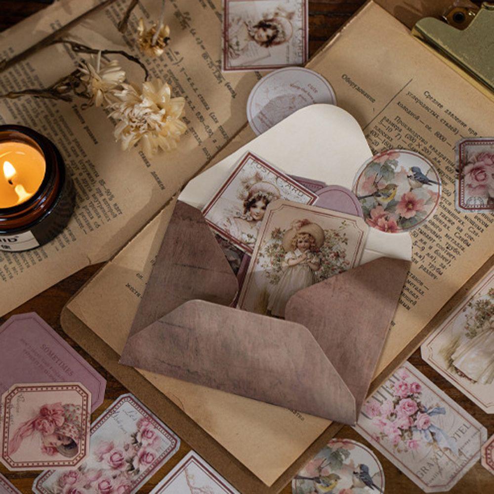 Bộ 40 Miếng Dán Trang Trí Sổ Tay / Nhật Ký / Sổ Tay Phong Cách Retro Độc Đáo DIY