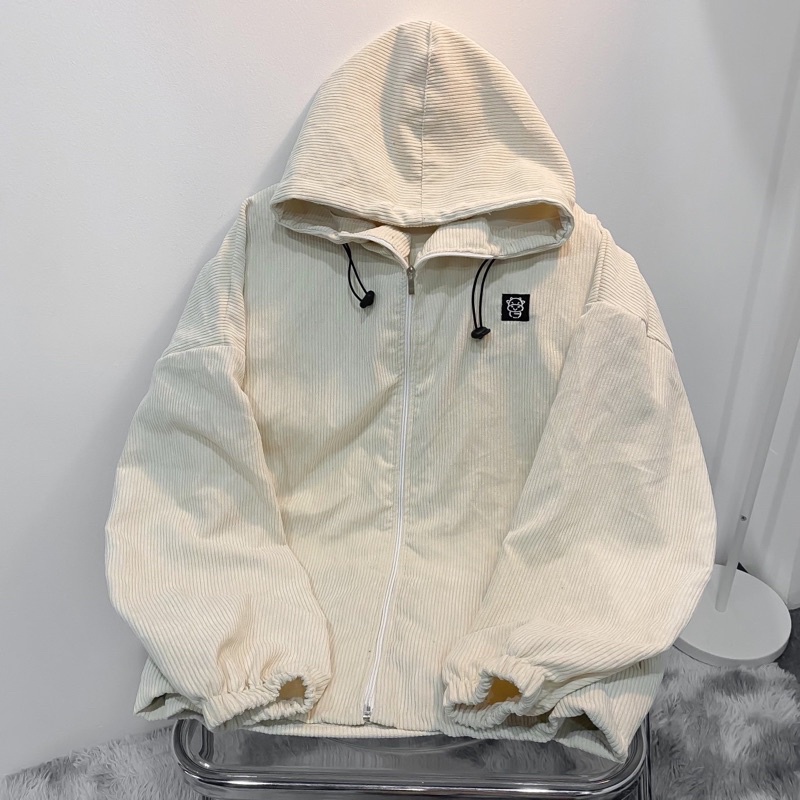 Áo khoác Jacket form rộng Nhung Gân COW ulzzang