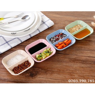 chén bát chấm gia vị 2 ngăn