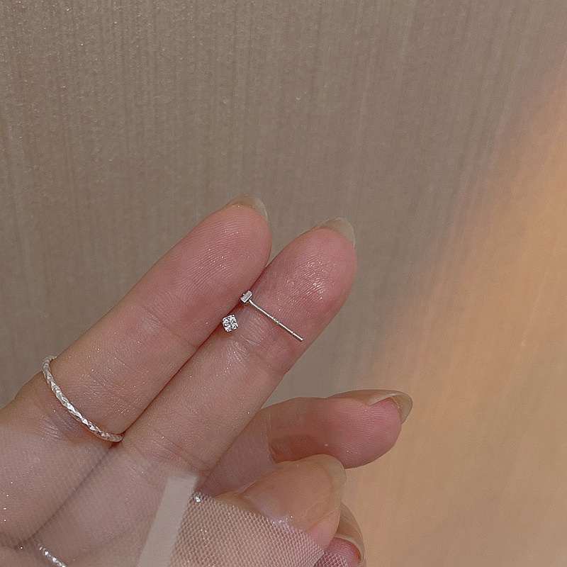 Bông tai bạc hình vuông nhỏ đơn giản tinh tế cho nữ