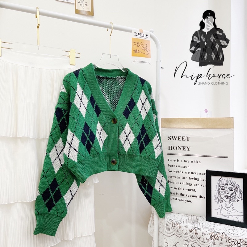 Áo khoác Cardigan len hoạ tiết Trám phong cách Âu mỹ, Hàn Quốc - M006