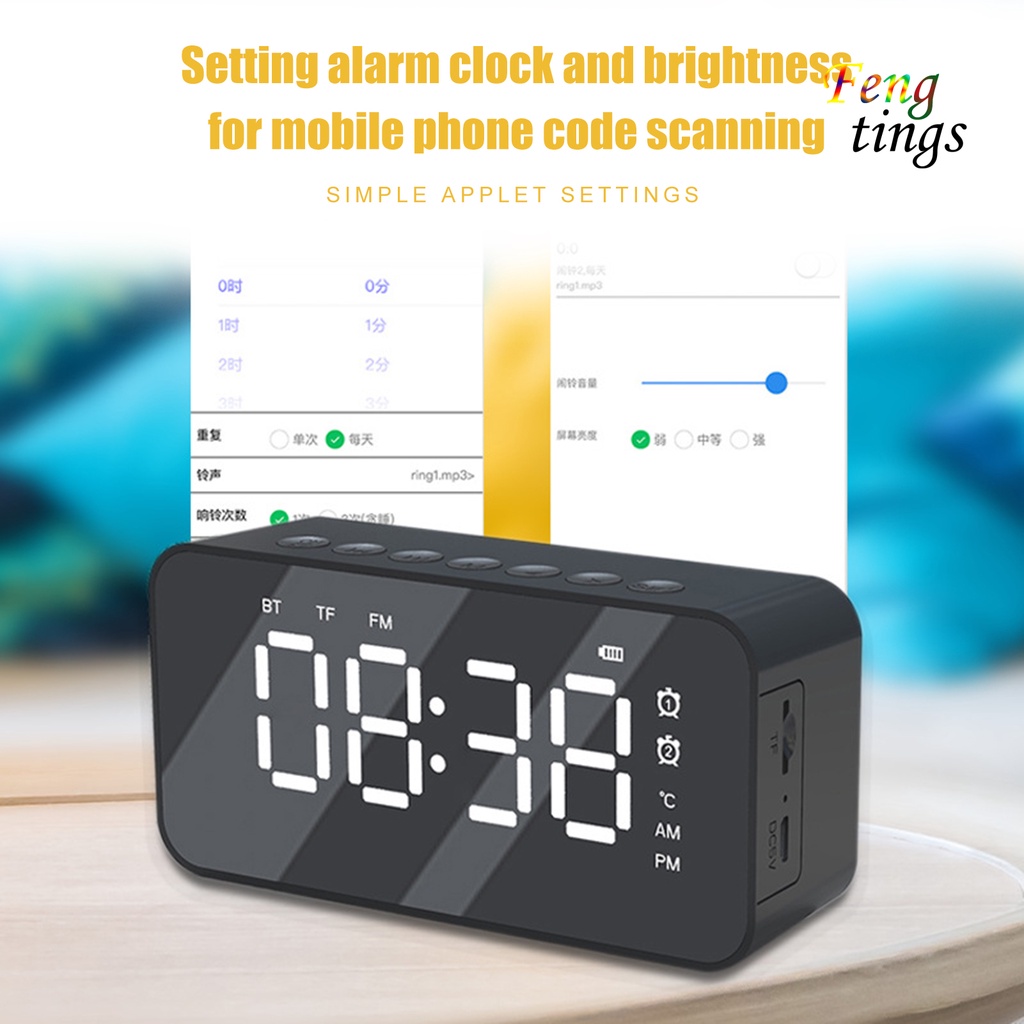 Loa Bluetooth 5.0 Q6 Không Dây Tích Hợp Đồng Hồ Báo Thức Và Phụ Kiện