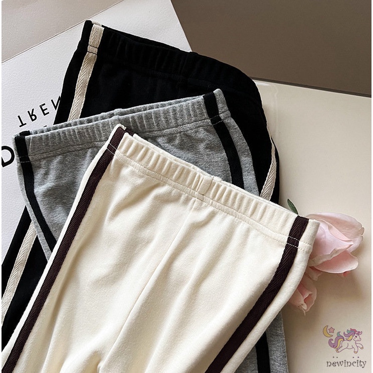 Quần Legging Thể Thao Họa Tiết Kẻ Sọc Chất Liệu Thân Thiện Với Da Phong Cách Hàn Quốc Cho Bé Gái