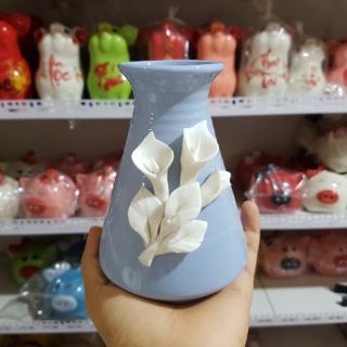 Lọ hoa đắp hoa nổi 3D cao cấp