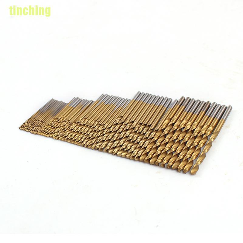 Bộ 50 Mũi Khoan Xoắn Bằng Thép Titan Mạ Gỗ