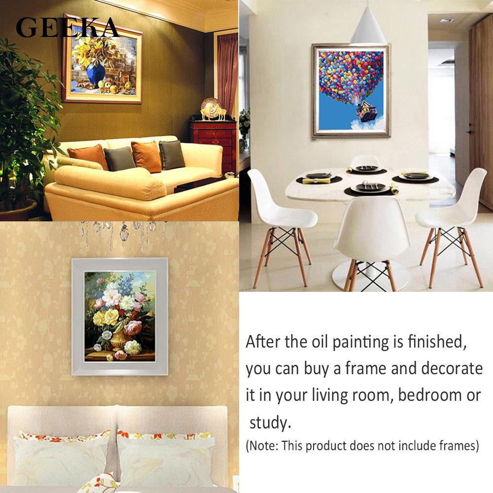 geeka Paint by Numbers Kit 40 x 50cm DIY Oil Painting Without Frame Charming Flowers For Home Decoration  Practical