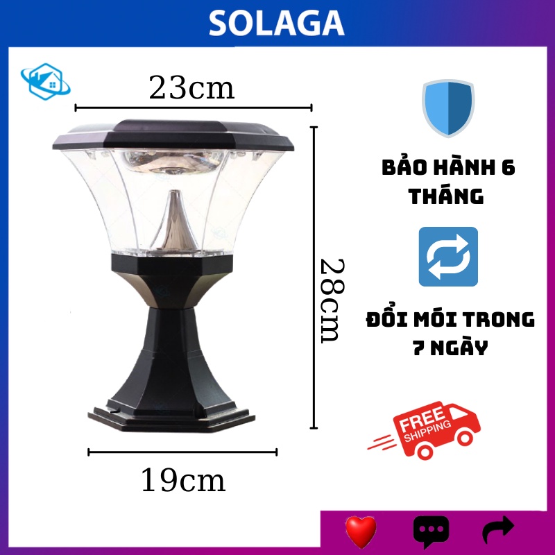 Đèn led trụ cổng năng lượng mặt trời lục giác SOLAGA HT453