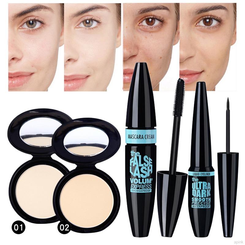 [Hàng mới về] Bộ 3 Sản Phẩm Trang Điểm Gồm Bút Kẻ Mắt Mascara Và Phấn Phủ Dạng Nén Lâu Trôi Chống Thấm Nước | BigBuy360 - bigbuy360.vn