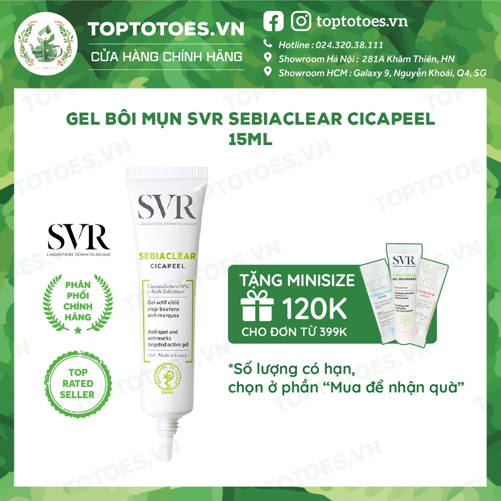 Gel bôi mụn SVR Sebiaclear Cicapeel 15ml [NHẬP KHẨU CHÍNH HÃNG 100%]