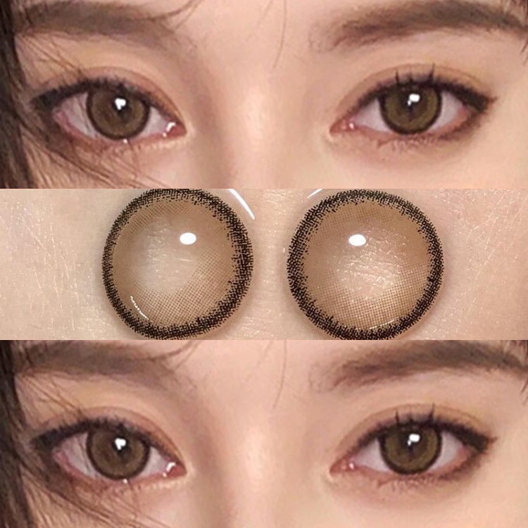 KSSEYE Kính áp tròng Tự nhiên Hàn Quốc 2 miếng Kính áp tròng màu nâu Silicone Hydrogel Dễ thương học sinh hàng ngày