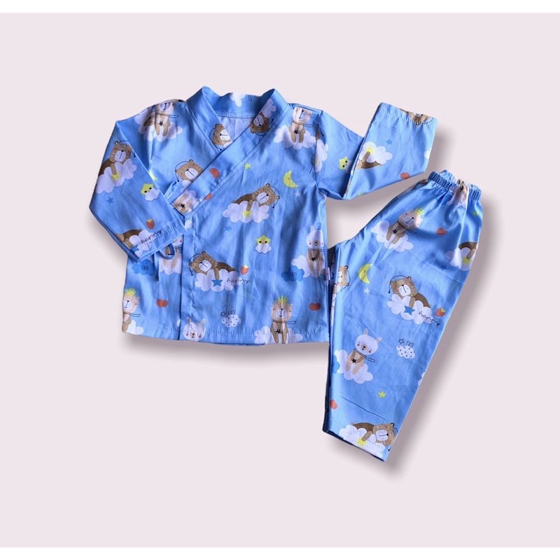 Bộ Yukata dài tay chất Thô lụa cho bé