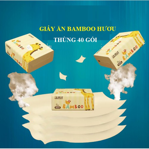 [THÙNG TO] GIẤY RÚT BAMBOO 40 GÓI SIÊU DAI HÌNH HƯƠU