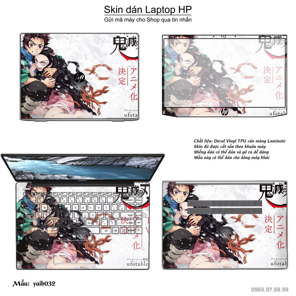 Skin dán Laptop HP in hình Kimetsu No Yaiba (inbox mã máy cho Shop)