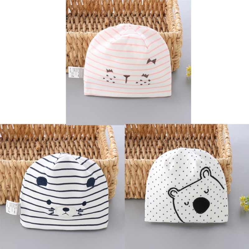 Mũ Trùm Đầu Bằng Cotton Mềm Mại In Họa Tiết Thú Hoạt Hình Dễ Thương Giữ Ấm Cho Bé Sơ Sinh