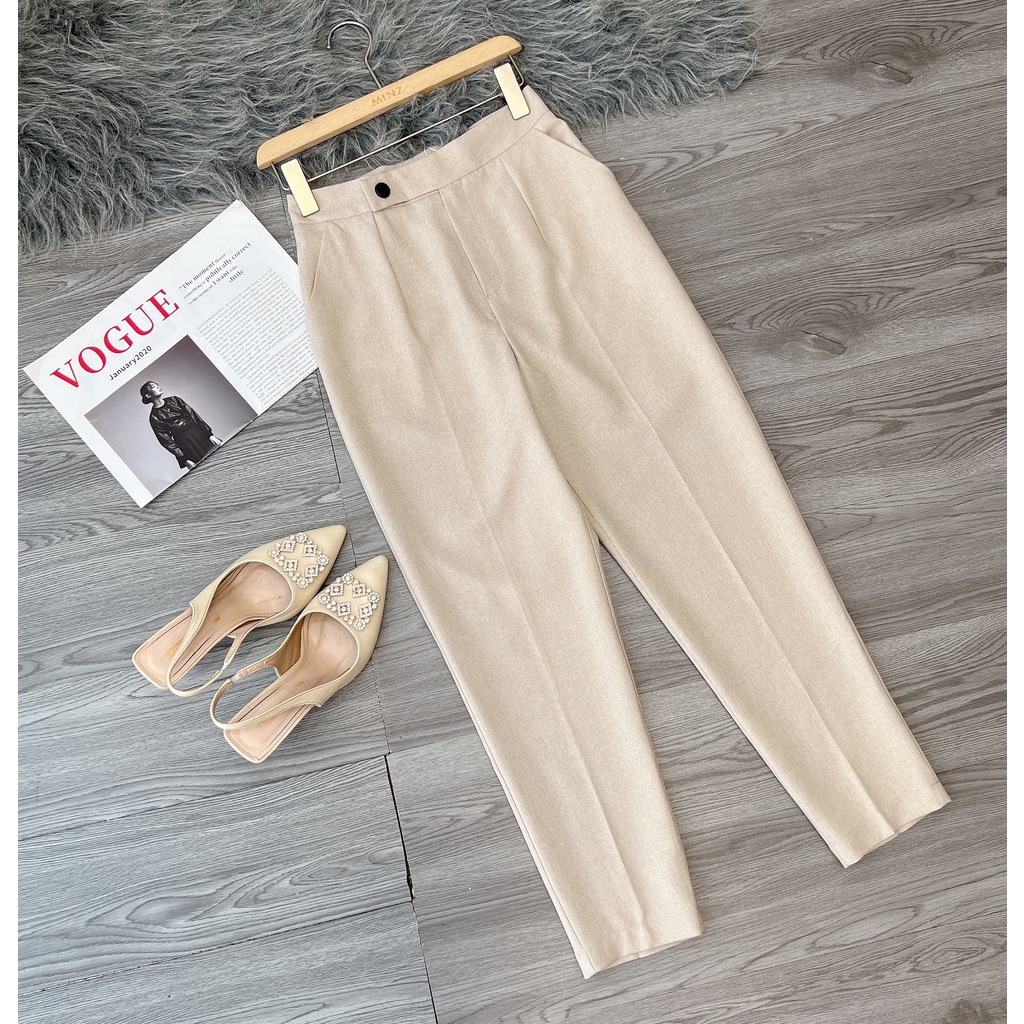 Quần Baggy Công Sở Nữ Minz Store, Thiết Kế Khuy Lệch Basic Phong Cách Văn Phòng