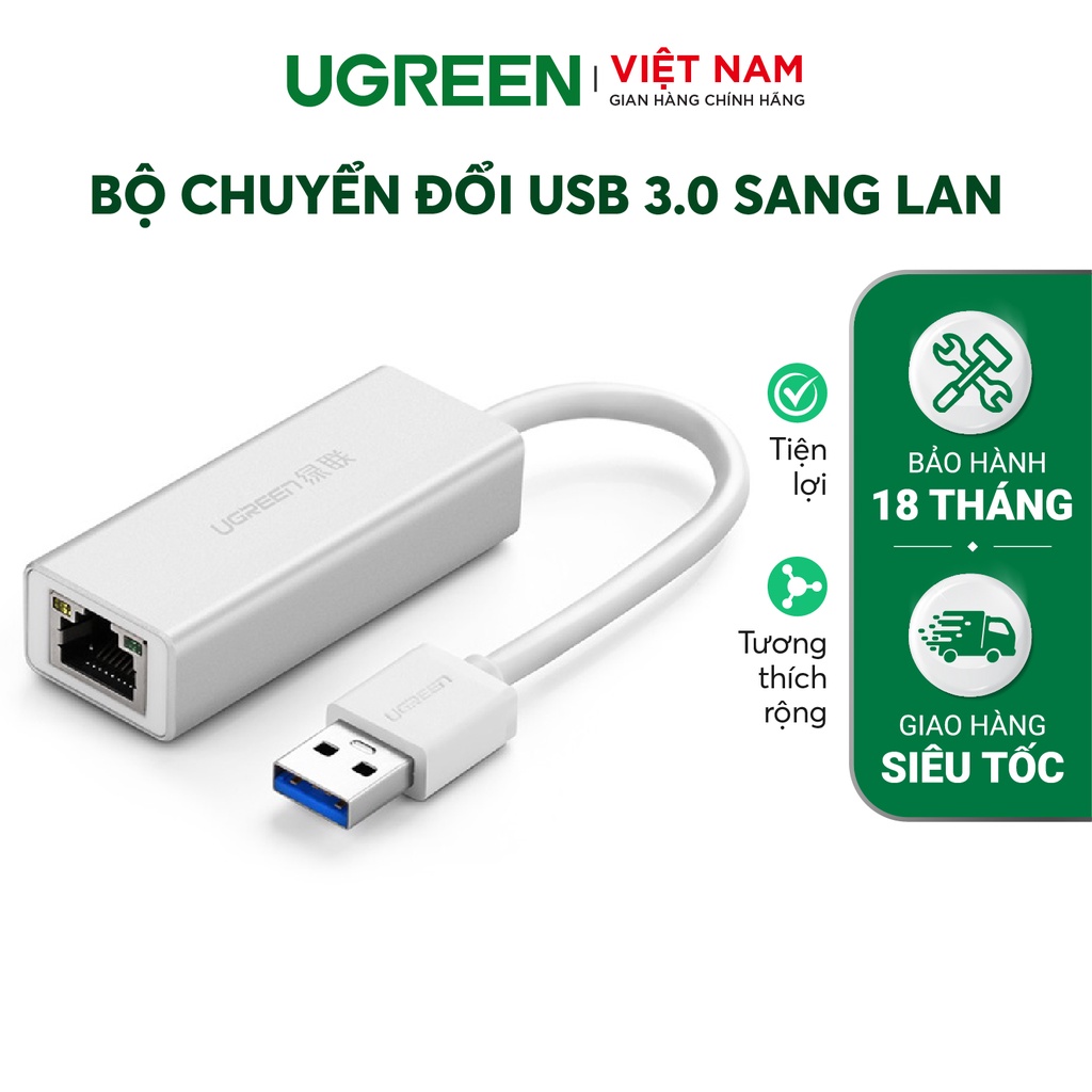 Bộ chuyển đổi USB 3.0 sang LAN 10/100/1000 Mbps UGREEN CR111