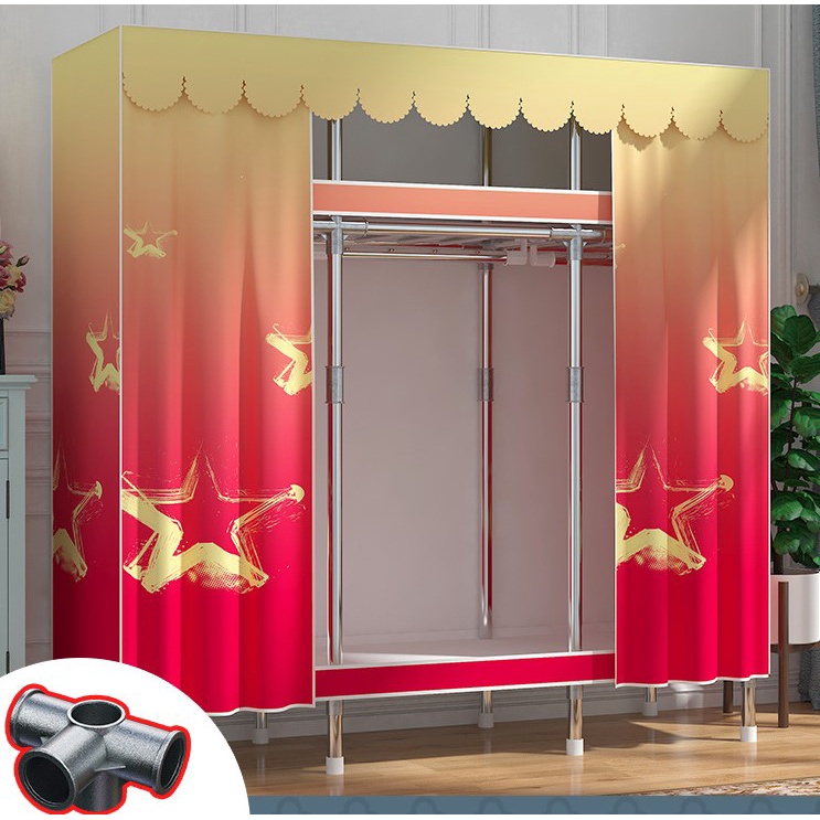 Tủ vải khung gỗ 3 buồng lắp ghép tiện dụng cho sinh viên