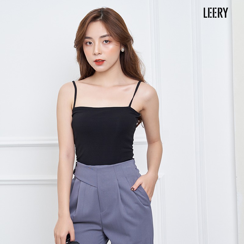 Áo hai dây LEERY chất cotton cao cấp màu đen trắng trơn dáng ôm sát không đệm co giãn tốt BRA-03 | BigBuy360 - bigbuy360.vn