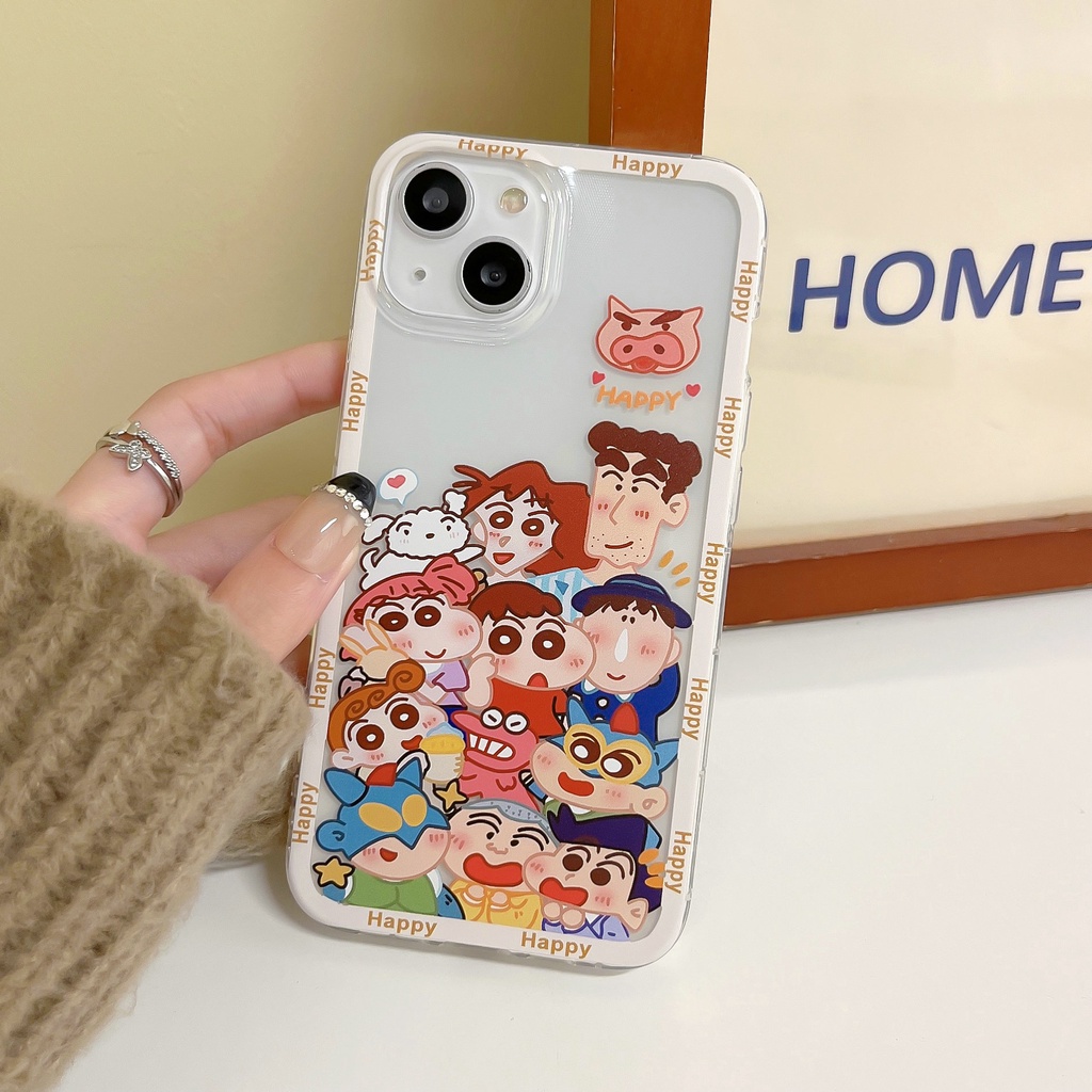 Samsung Galaxy S22 S20 S21 FE 5G Note 10 Lite S10 Plus 20 Ultra A53 A33 A23 A13 A73 M23 M51 M52 4G 5 Clear Cartoon Crayon Shin-chan family superman Tpu Airbag Shockproof Soft Phone Case 1HLE 37
