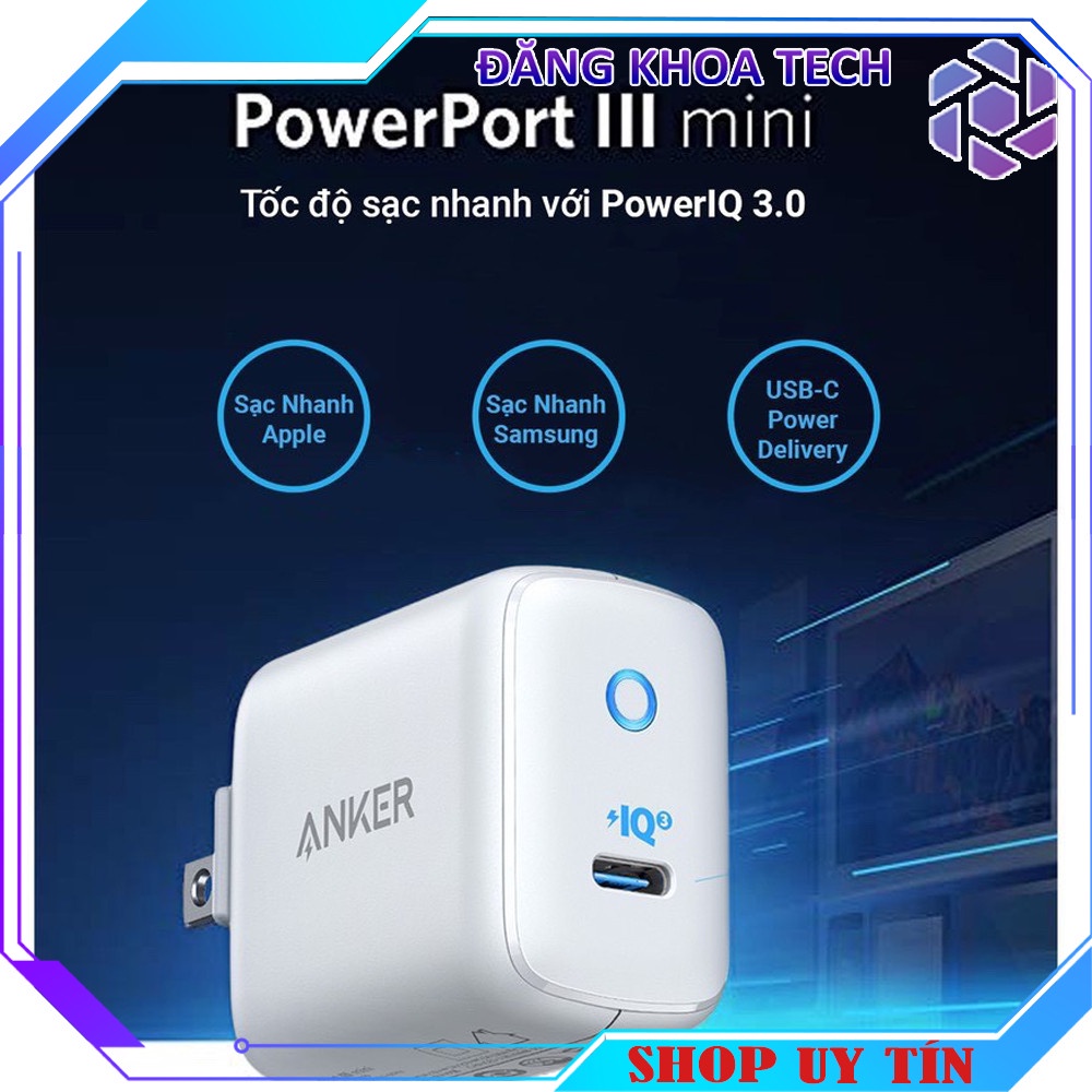 Sạc ANKER PowerPort III mini 1 cổng PIQ 3.0 30W  A2615, Bảo hành 12 tháng - Phụ kiện công nghệ 88