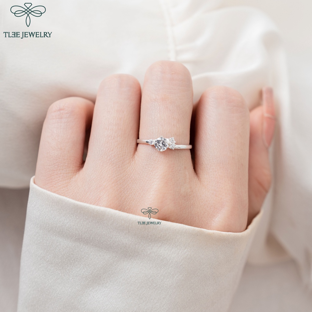 Nhẫn bạc nữ TLEE ba viên đá cách điệu sang trọng TleeJewelry A0209