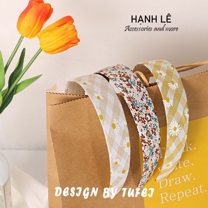 Cài tóc vải hoa nhí phong cách retro xinh xắn cho bạn gái dịu dàng và thanh lịch