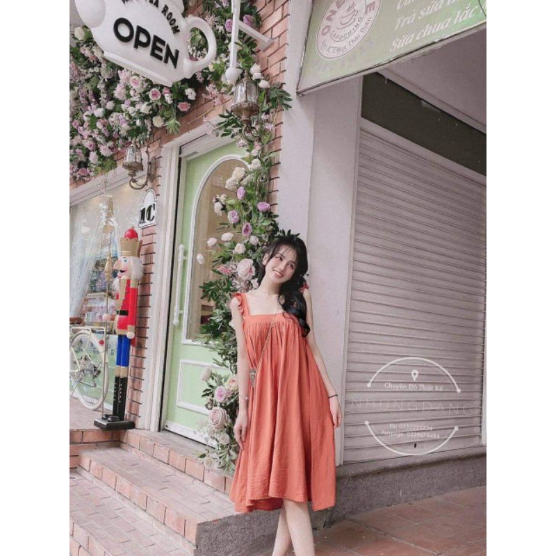 Đầm suông 2 dây phối bèo👗👗