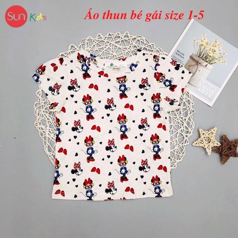 Áo thun cho bé gái, áo phông bé gái chất cotton mềm mát, size 1 - 5 tuổi - SUNKIDS1